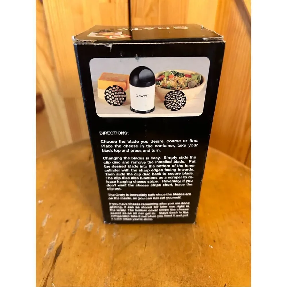 Graty Gourmet Cheese Grater Shredder Coarse and Fine Cheese New As Seen TV (4524